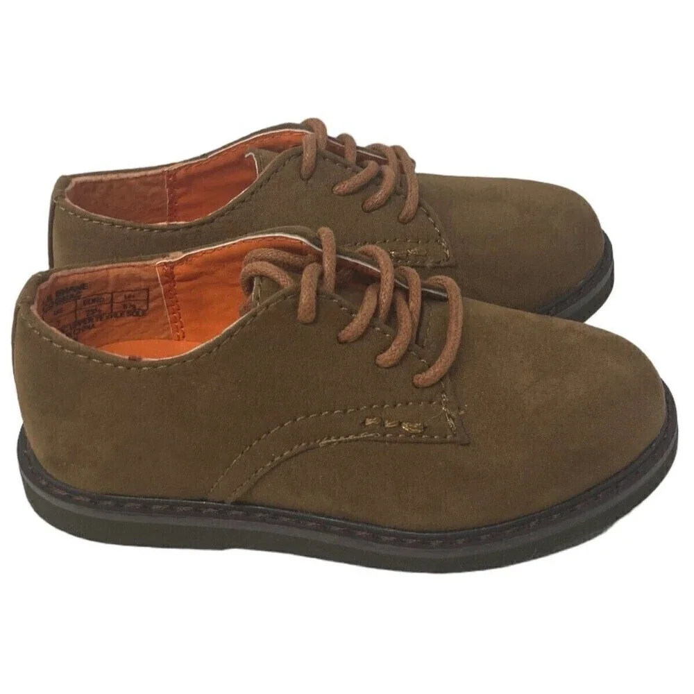 NEW Cole Haan Lil Shane Boys Size 7 US Cognac Brown Faux Suede Oxfords 23.5 EU